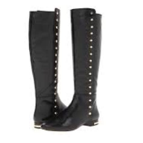 michael kors black boots gold studs|Michael Kors kara bootie.